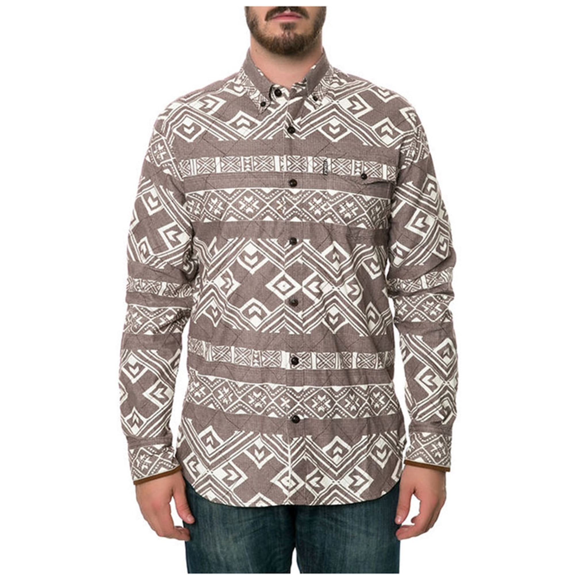 Staple Mens The Exeter Women Button Up Shirt, Brown, Medium