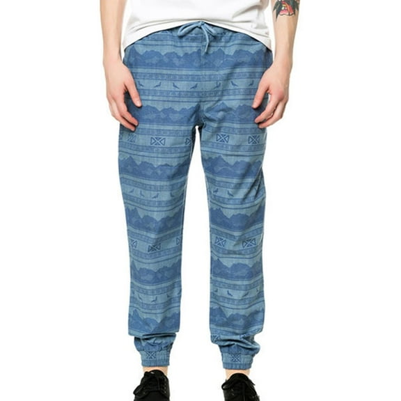 Staple Mens The Kalahari Cuff Casual Trouser Pants, Blue, 34W x 30L