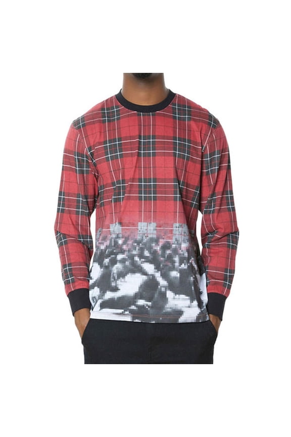 Mens The Marlow Printed LS Graphic T-Shirt, Red, Large