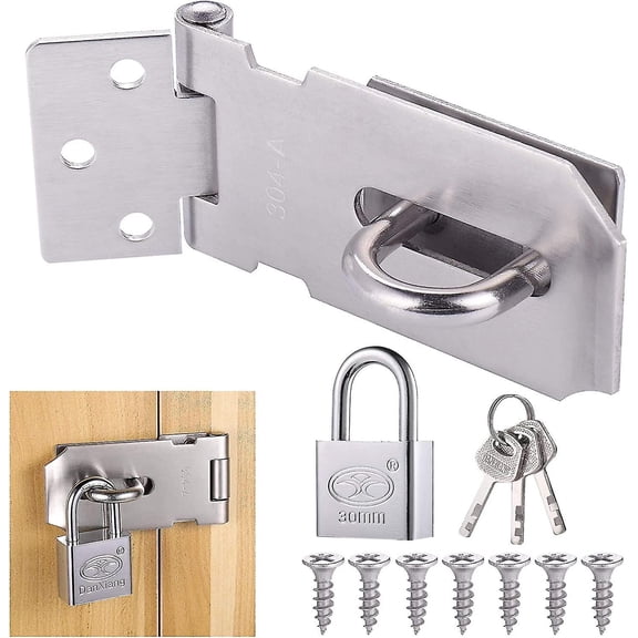 Staple Padlock Hasp With Padlock And Screw Heavy Duty Staple Padlock, Waterproof Door Lock
