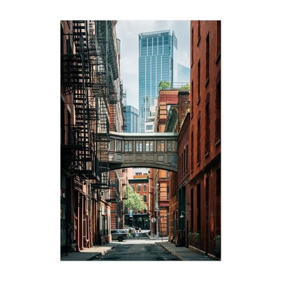 Staple Street Skybridge 02 - Manhattan New York Photography City Architecture Bridge Street Photography Skyline Vintage Unframed Wall Art Print 36 x 48 inches