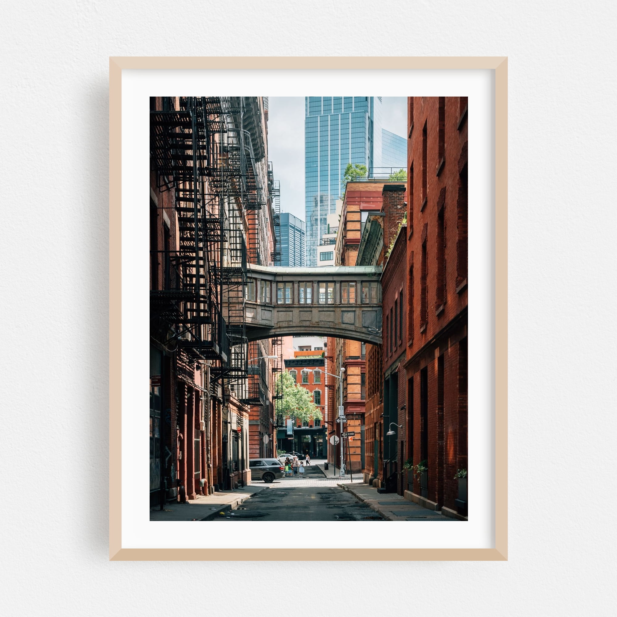Staple Street Skybridge 02 Manhattan New York Photography Oak Framed