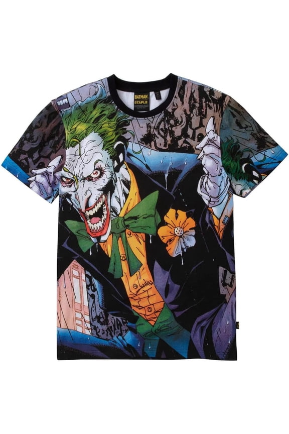 x Joker Comic Book All Over Print Mens T-Shirt - Black - Large
