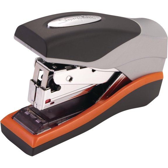 Stapler, 40 Sheet Capacity, Optima 40, Jam Free, Reduced Effort, Compact, Soft Grip, Metal, Orange, Silver and Black (87842)