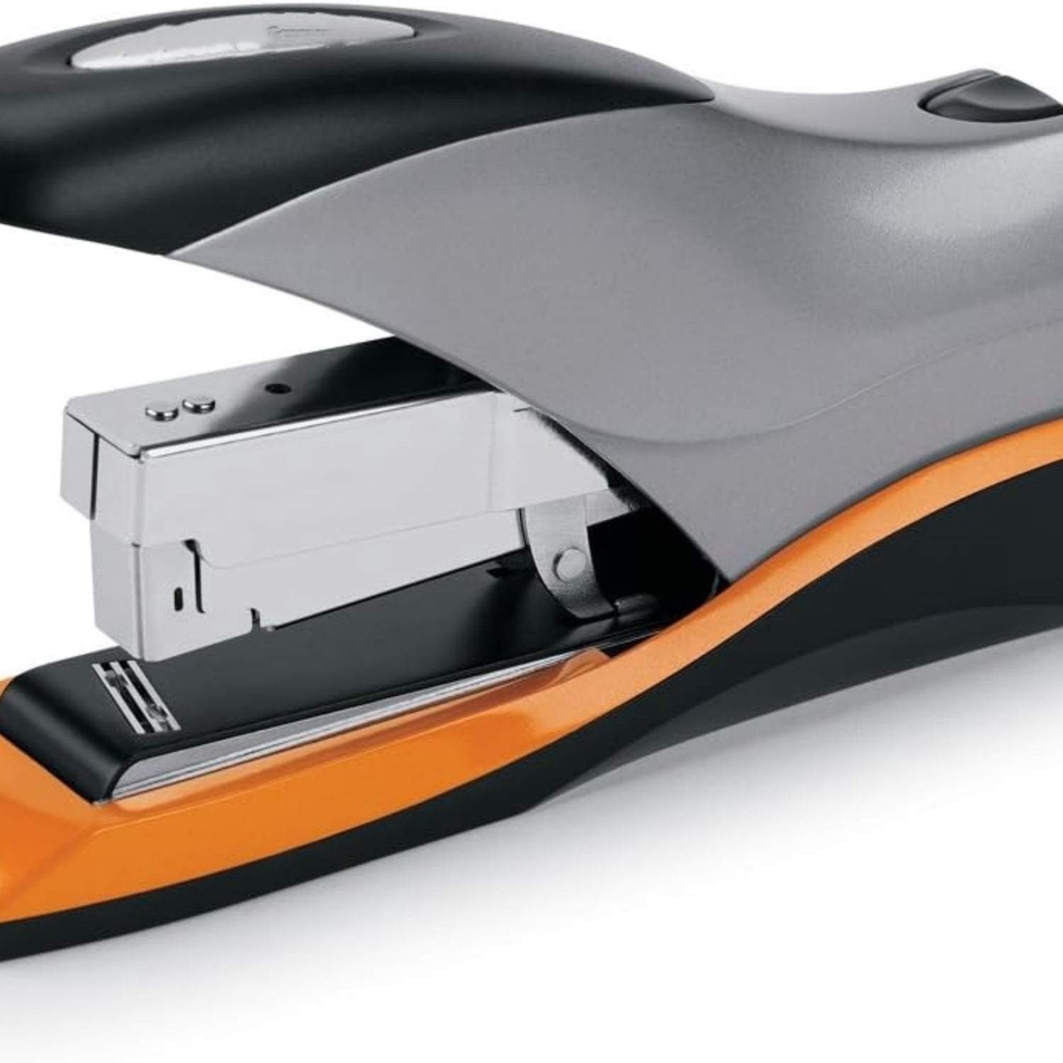 Stapler, 70 Sheet Capacity, Jam Free, Reduced Effort, Soft Grip, Metal, Silver, Black and Orange