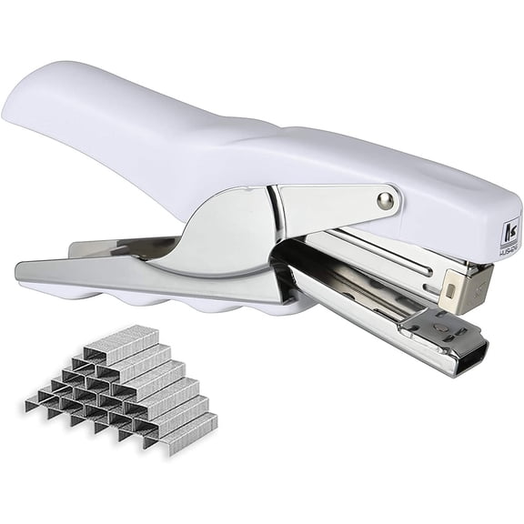 Stapler with 1000 Staples-Plier Stapler Save 60% Power,Good for Stapling at Home School or Warehouse (White)