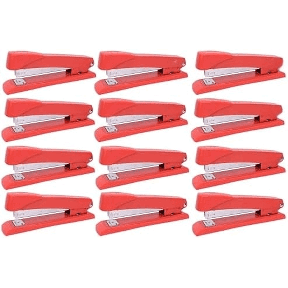 Stapler with 2000 Staples Full Desk Size Red (12-Pack)$$Office