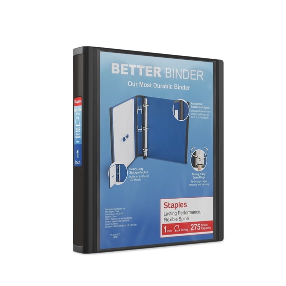 Staples 1" 3-Ring Better Binder Black 3/Pack ST55838-CCVS