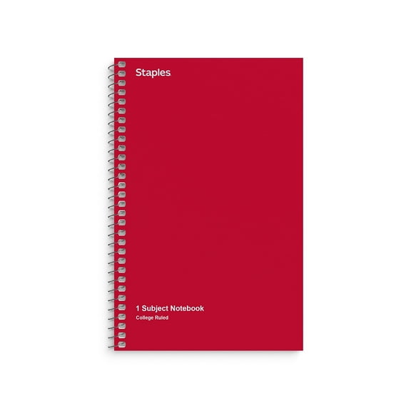 Staples 1-Subject Notebook 5" x 7.75" College Ruled 80 Sheets Assorted Colors 9/Carton ST11670CVS