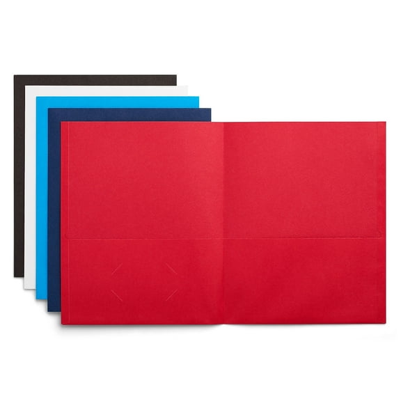Staples 10% Recycled Smooth 2-Pocket Paper Presentation Folder Assorted Colors 10/Pack (13366-US)