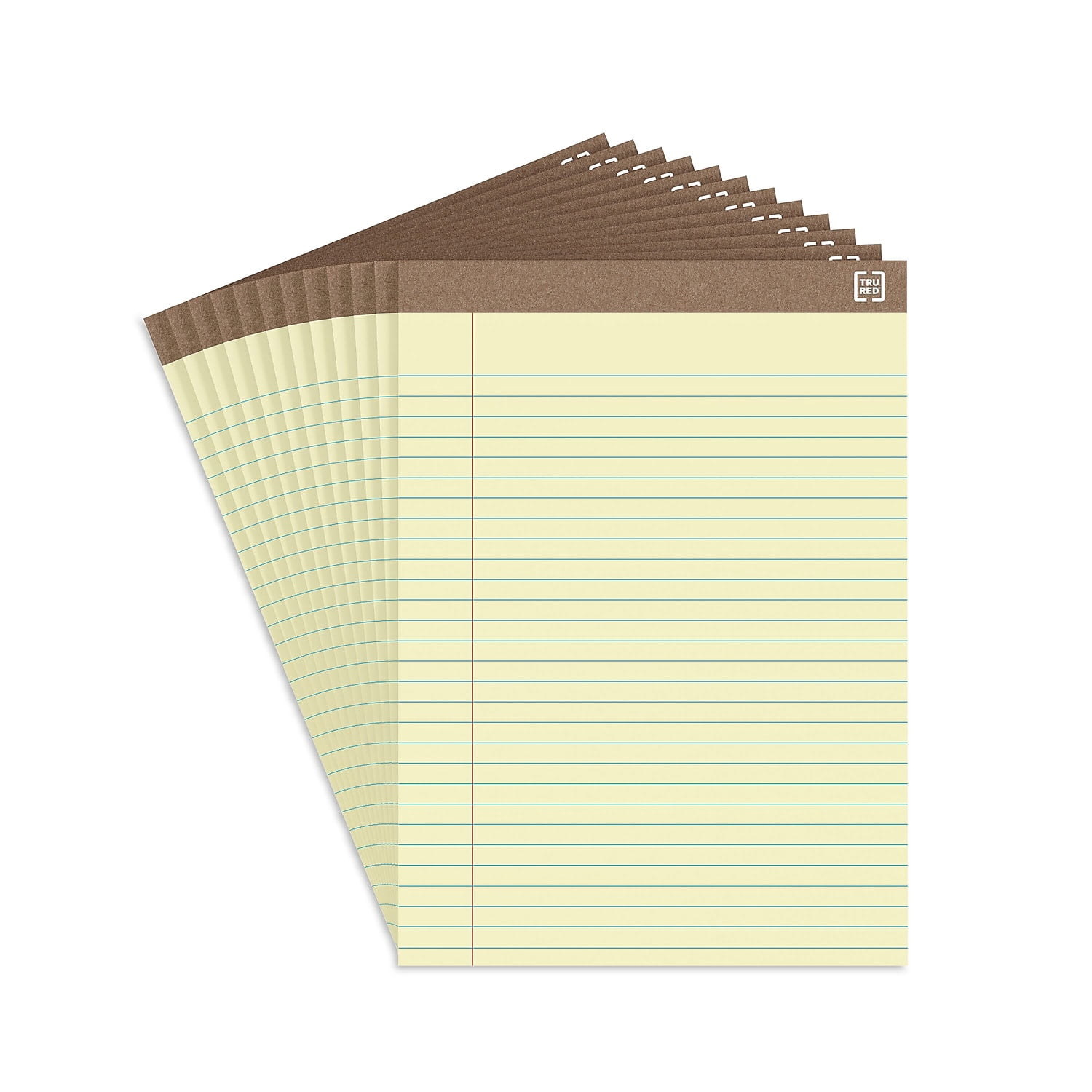 Staples 100% Recy Perforated Notepads Canary 8-1/2" x 11-3/4" Wide Ruled 12/PK 815592