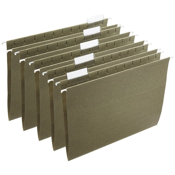 Staples 100% Recycled Hanging File Folders Letter 1/5-Cut Tab Letter Size Standard Green 25/Box