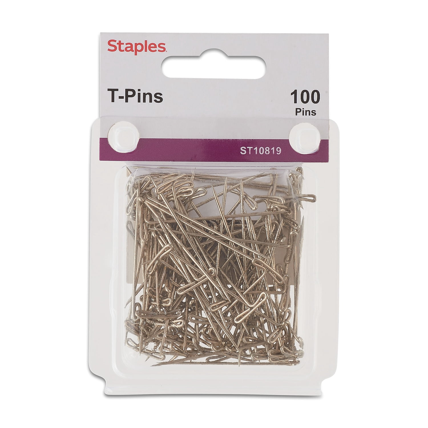 Staples 10819-CC Nickel Plated T-Pin 100/Pack 436448 - Walmart.com