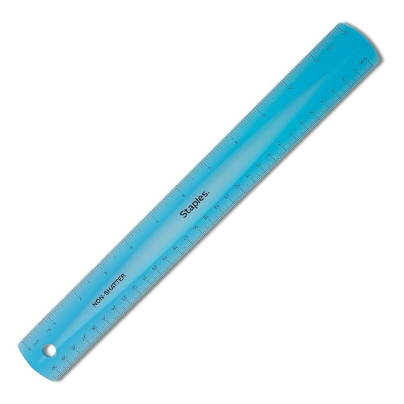 Staples 12" Shatterproof Ruler Assorted Translucent Colors (51883)