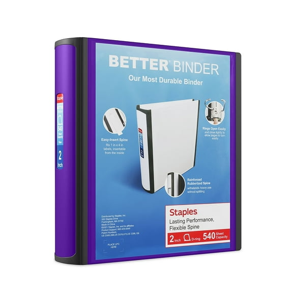 Staples 2" 3-Ring Better Binder Purple 2/Pack ST55879-CCVS