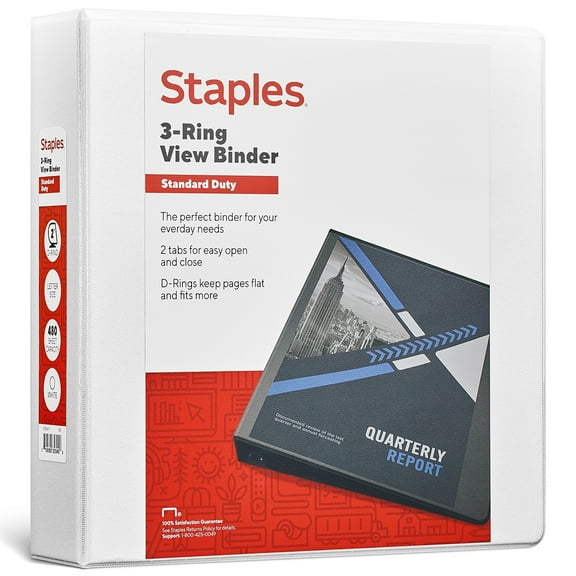 Staples 2" 3-Ring View Binder White (26444-CC) 82644