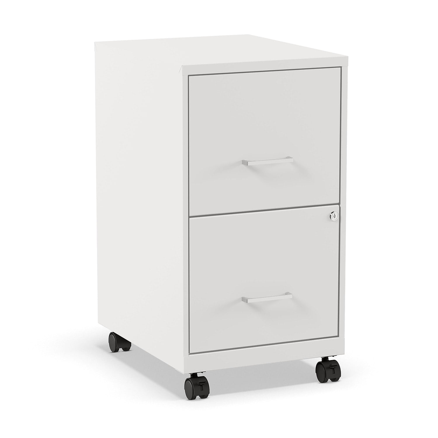 Staples 2-Drawer Mobile Vertical File Cabinet Letter Size Lockable 26.3"H x 14.3"W x 18.9"D White