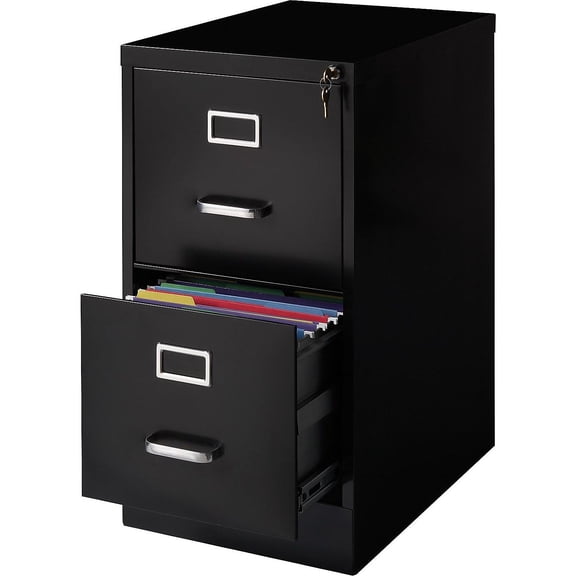 Staples 2-Drawer  Vertical File Cabinet Letter Size Lockable 27.95"H x 14.9"W x 24.4"D Black