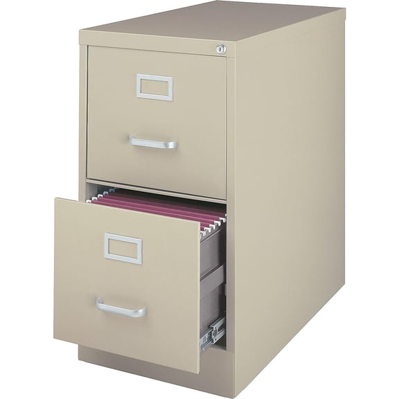 Staples 2-Drawer Vertical File Cabinet Locking Letter Putty/Beige 26.5"D (13440D-CC)