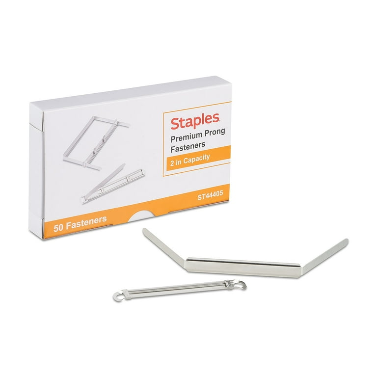 Staples 2-Piece Premium Prong Fastener Silver 2 3/4 Width 2 Capacity 50/pk 1798844