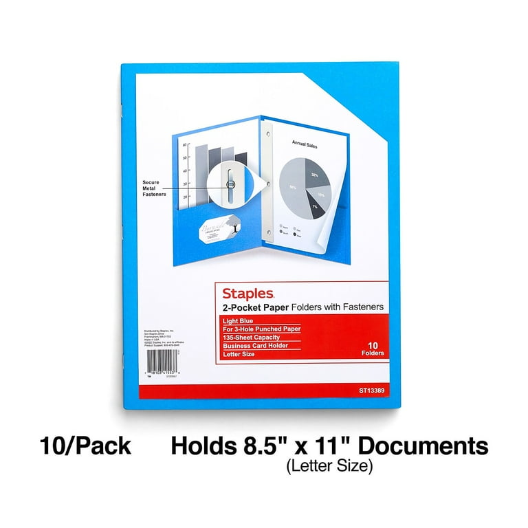 Leatherette Two Pocket Portfolio with Fasteners, 8.5 x 11, Blue/Blue, 10/Pack Leatherette Two Pocket Portfolio with Fasteners, 8.5 x 11, Blue/Blue, 10/Pack