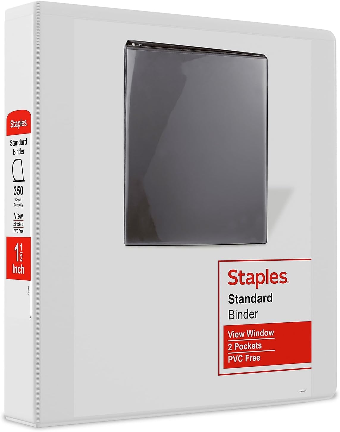 Staples 2661501 Standard 1.5Inch 3Ring View Binders White 12/Carton