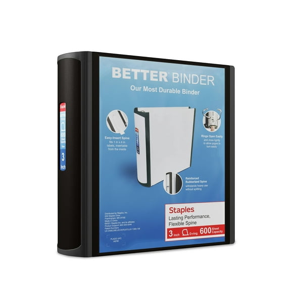 Staples 3" 3-Ring Better Binder Black 12/Pack ST55888-CCVS