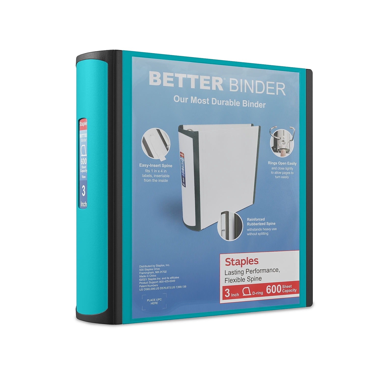 Staples 3" 3-Ring Better Binder Light Blue 2/Pack ST55891-CCVS