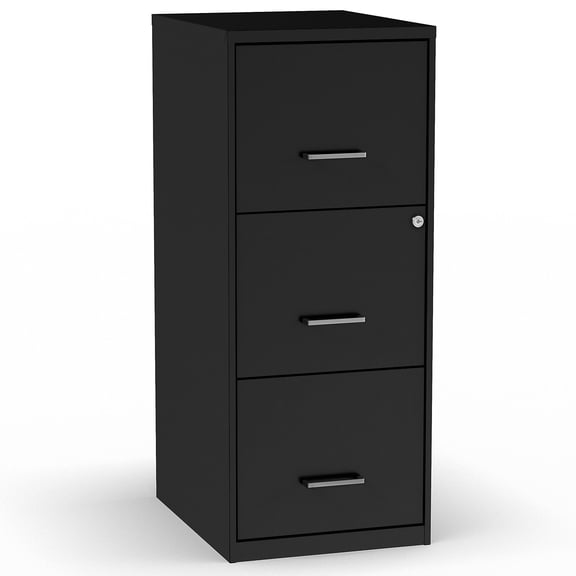 Staples 3-Drawer Vertical File Cabinet Locking Letter Black 18"D (52151) 17438/52151