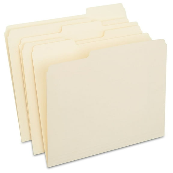 Staples 3-Tab File Folders Letter Assorted Position Manila 250/Box TR56673