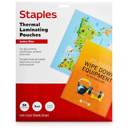 Staples 3 mil Thermal Laminating Pouches Letter Size 50 pack 677045