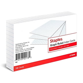 Staples 3" x 5" Graph Ruled White Index Cards 100/Pack TR50996
