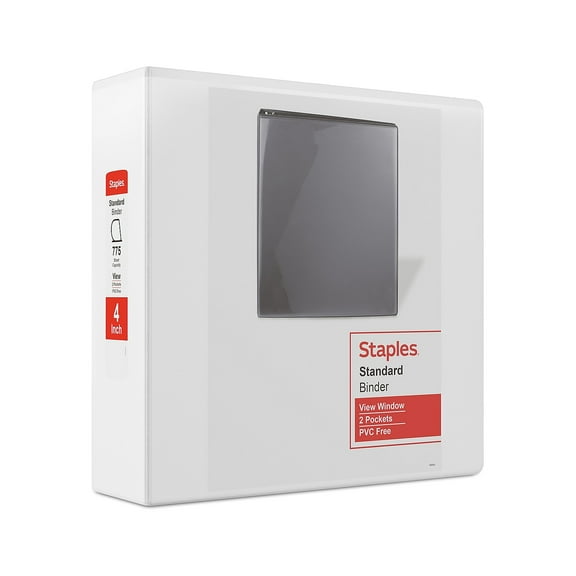 Staples 4" 3-Ring View Binders D-Ring White 6/Pack (55414CT/26358CT)