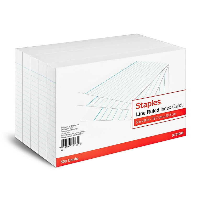 Ruled Index Cards, 5 x 8, White, 500/Pack Ruled Index Cards, 5 x 8, White, 500/Pack