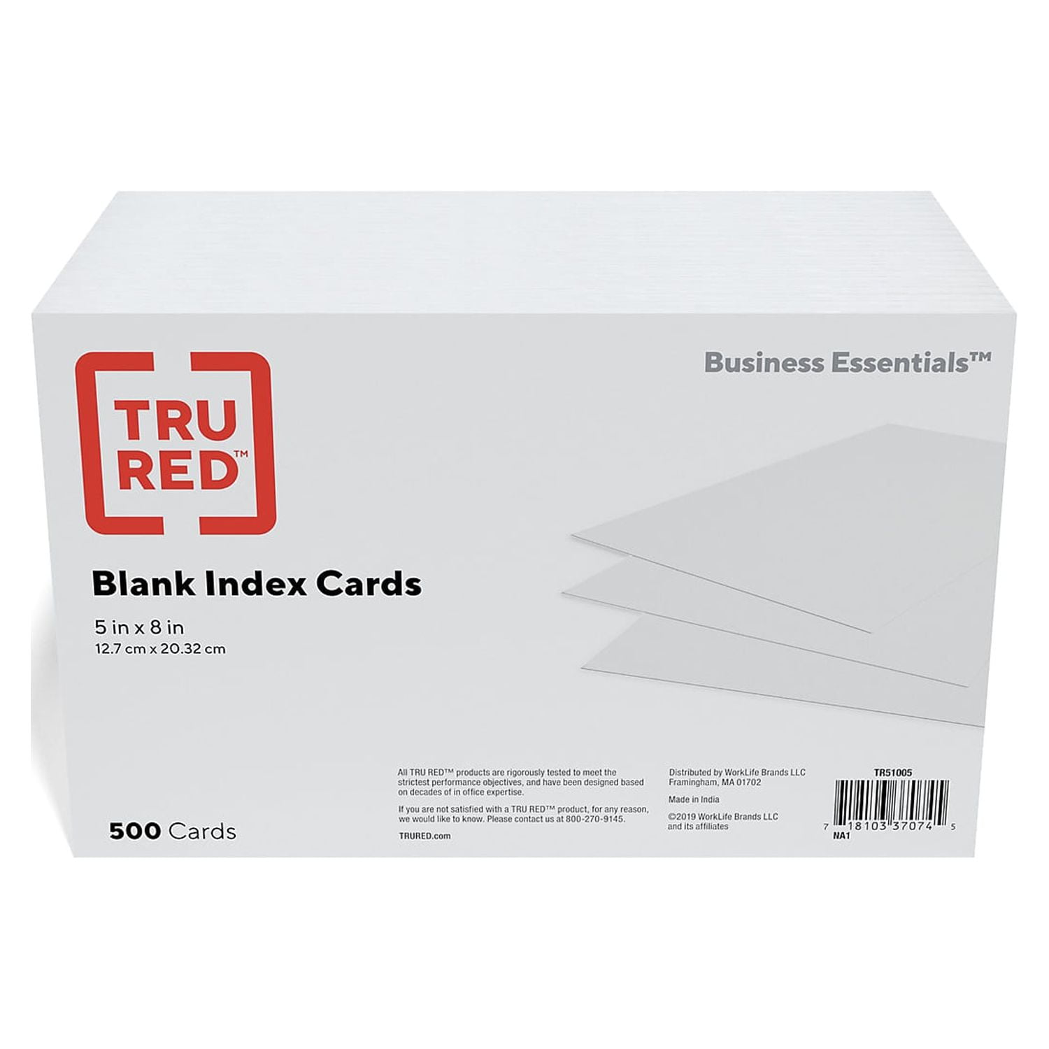 Staples 5" x 8" Unruled Index Cards 500/Pack (51005) 233460
