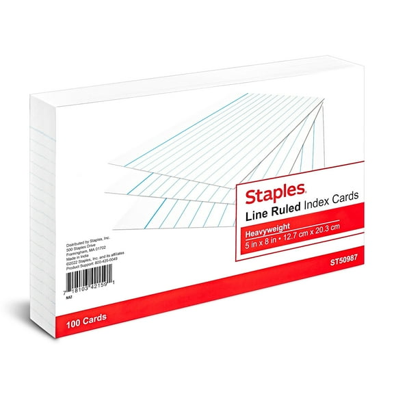 Staples 5X8 HVY LND INDXCRD WHT 100CT 2622137