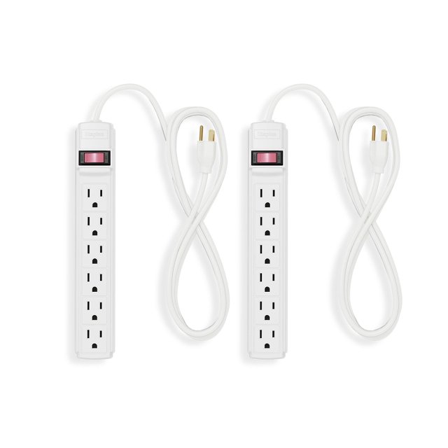 Staples 6Outlet Power Strip 15' Cord White 2/Pack 24353926
