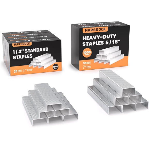 Staples, 6000 Count Assorted Set, 4000 1/4" + 2000 5/16", Standard Office Staples for Desktop Staplers, 6 Pack