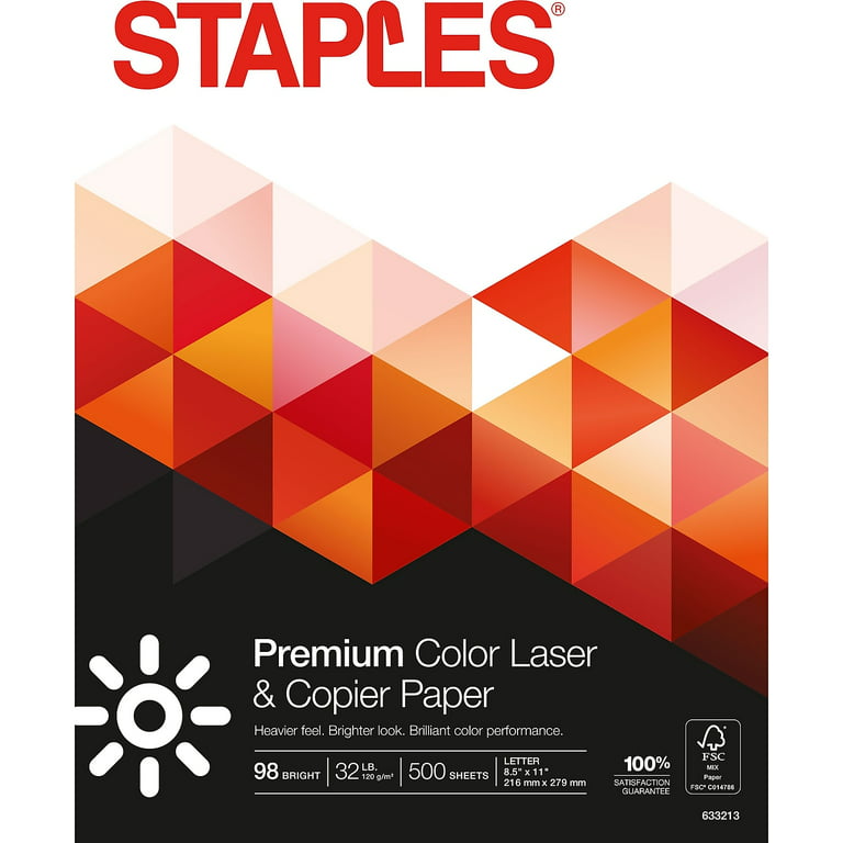 Staples Laser Paper, 8.5 x 11, 28 lbs., Bright White, 500 Sheets/Ream, 4  Reams/Carton (733331) - Yahoo Shopping