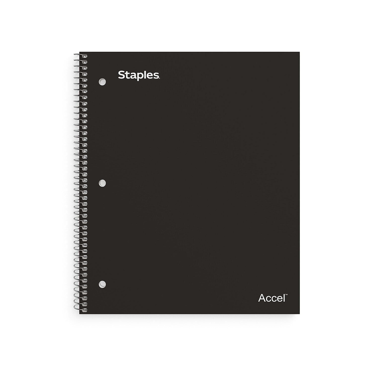 Staples Accel 1Subject Notebook 8.5" x 11" College Ruled 100 Sh. Black