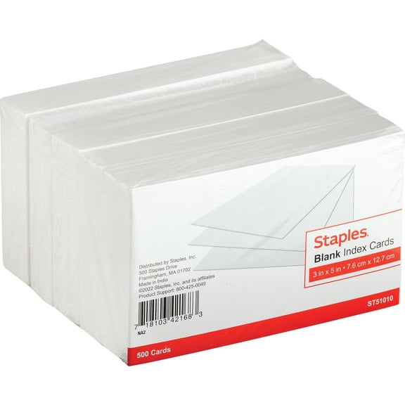 Staples Advantage Tru Red 3 In. x 5 In. Index Cards - Single Pack