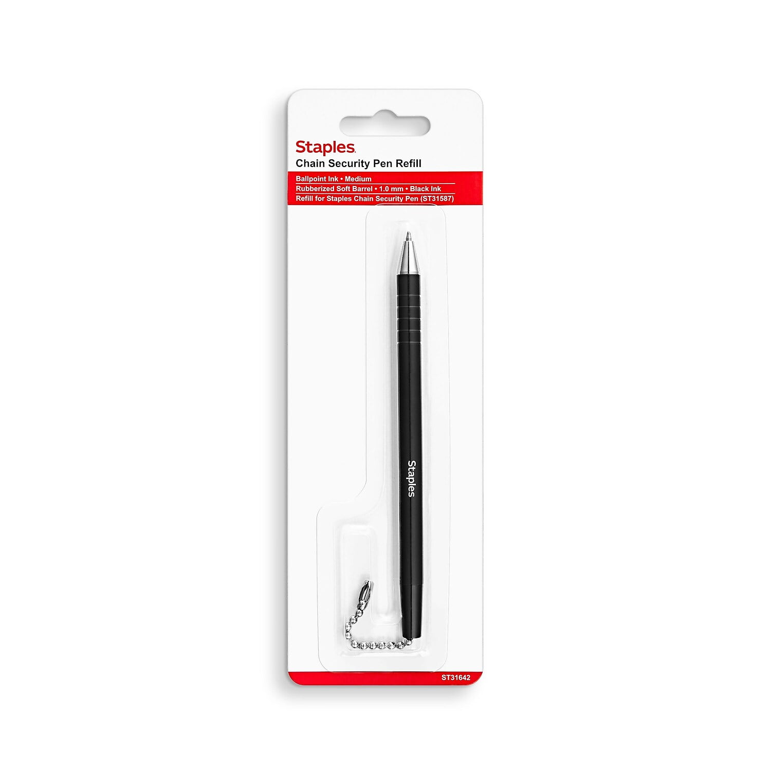 Staples Anchor Ballpoint Pen Refill Medium Point Black Ink 3/Pack