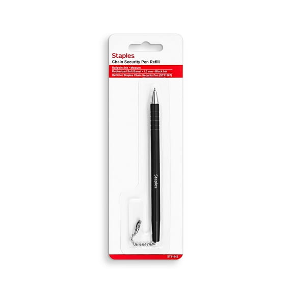 Staples Anchor Ballpoint Pen Refill Medium Point Black Ink 3/Pack ST31642-CCVS