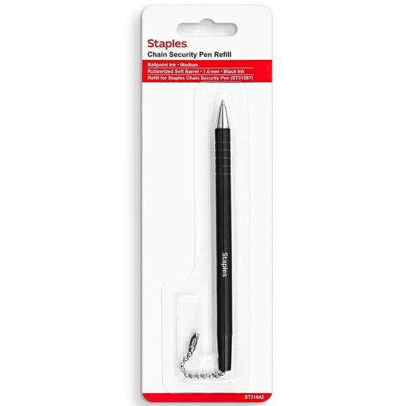 Staples Anchor Ballpoint Pen Refill Medium Tip Black Ink Each (31642-CC)