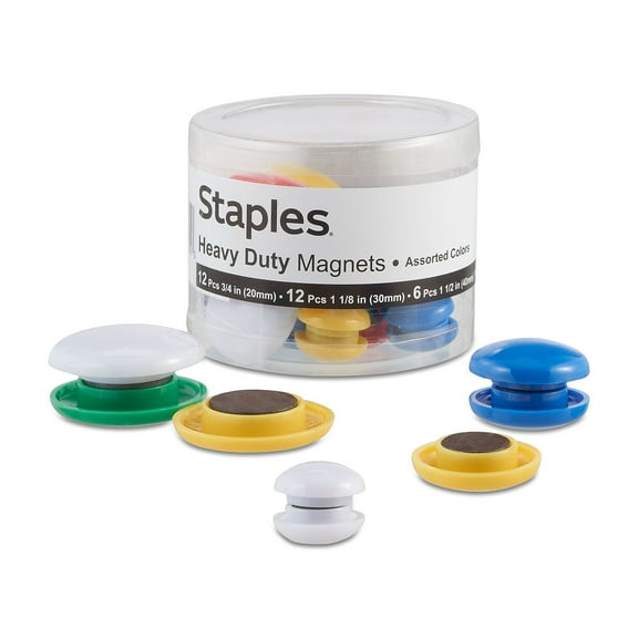 Staples Assorted Heavy Duty Magnets Asst. Colors 30/PK 1805238