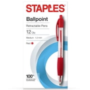 Staples BALLPT RET MEDIUM 1.0MM DZ RED 2498019