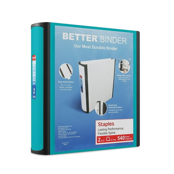 Staples Better 2-Inch D 3-Ring View Binder Teal (13470-CC) 651743