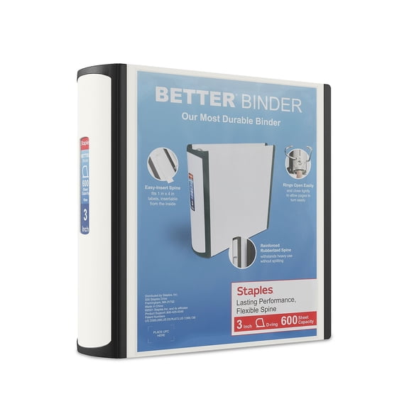 Staples Better 3-Inch D 3-Ring View Binder White (15125-CC) 702879