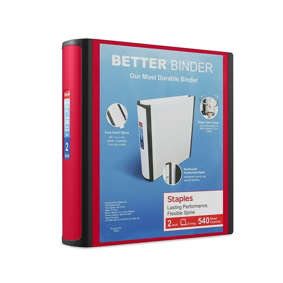 Staples 2" 3-Ring Better Binder Red 2/Pack ST55877-CCVS