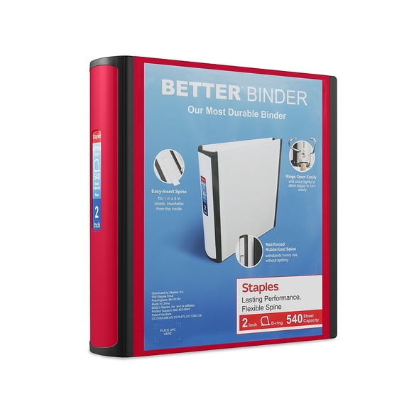 Staples 2" 3-Ring Better Binder Red 2/Pack ST55877-CCVS